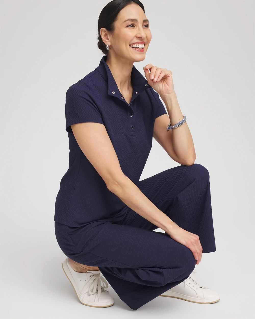 Zenergy® UPF Jacquard Textured Collared Tee | Chico's